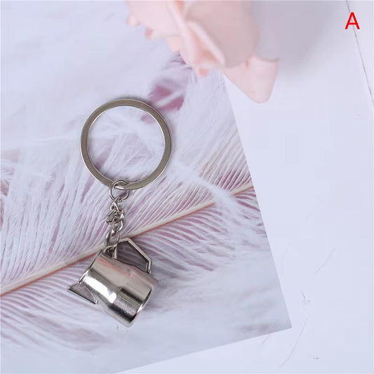 Creative Coffee Keychain Coffee Handle Keyring Portable Coffee Machine Pitcher Keyring Portable Coffeeware Accessories Gift
